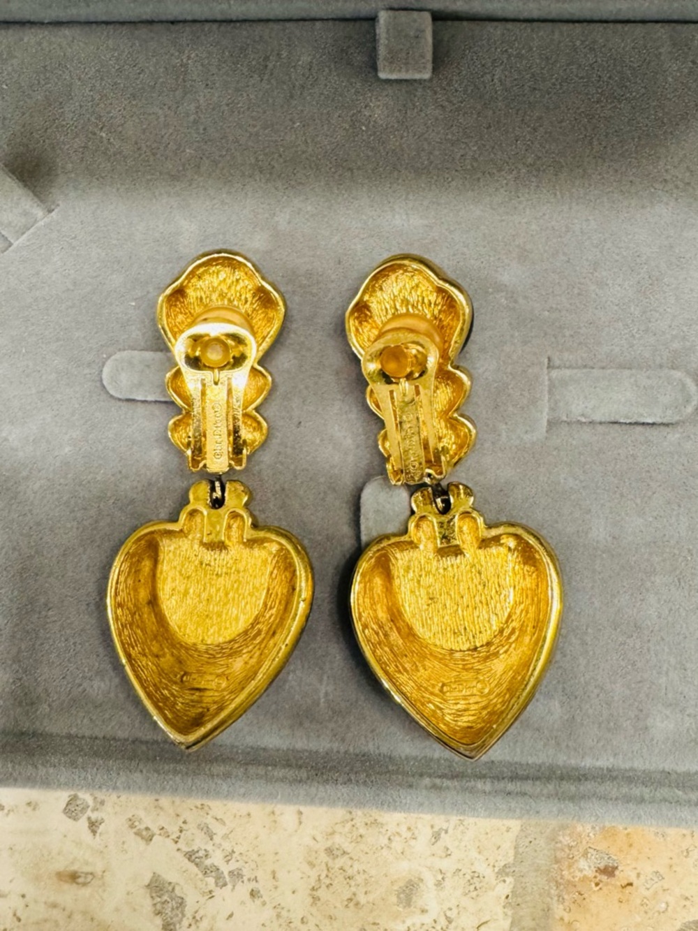 Vintage Christian Dior Statement Black Enamel Pearl and Gold Drop Earrings - Picture 4 of 4